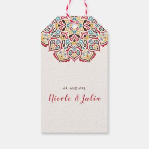 Étiquettes-cadeau Motif de mandala géométrique classique pour mariag