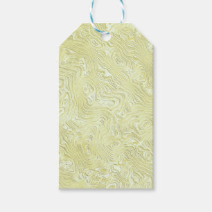 Étiquettes-cadeau Motif de moire fausse soie soyeux en jaune scintil