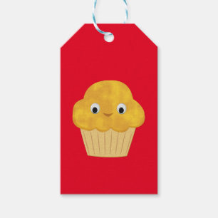 Étiquettes-cadeau Motif de Muffin De Maïs Caricature Sur Rouge