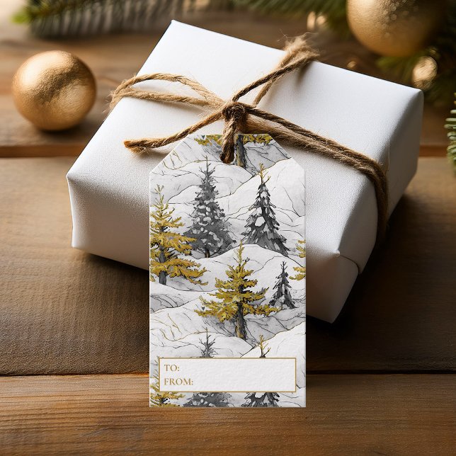 Étiquettes-cadeau Motif de Noël en or noir #4 ID1009 Enveloppement (Créateur téléchargé)