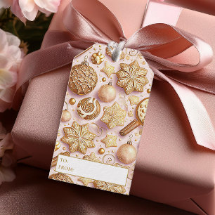 Étiquettes-cadeau Motif de Noël en or rose #12 ID1009 Enveloppement