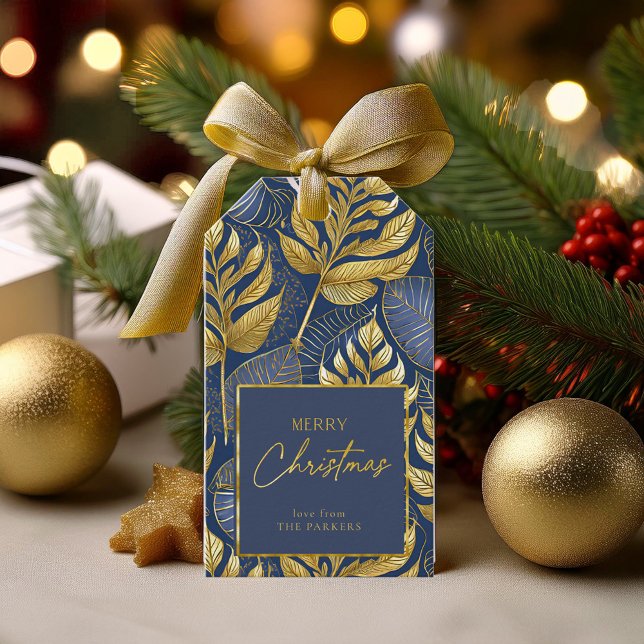 Étiquettes-cadeau Motif de Noël Gold bleu#29 ID1009 (Créateur téléchargé)
