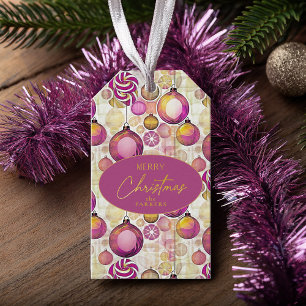Étiquettes-cadeau Motif de Noël Magenta Gold n° 6 ID1009