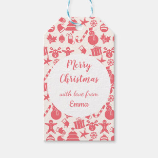 Étiquettes-cadeau Motif de Noël Rouge Mignon - Festif et Amusant