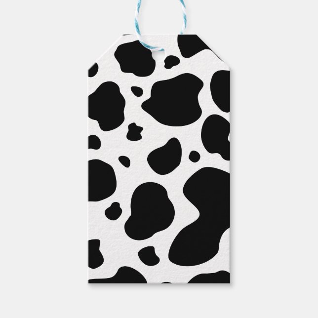 Étiquettes-cadeau Motif de points de vache Poster de animal noir et  (Devant)