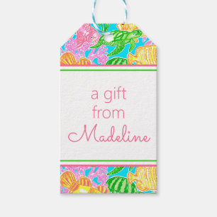 Étiquettes-cadeau Motif de poissons tropicaux colorés