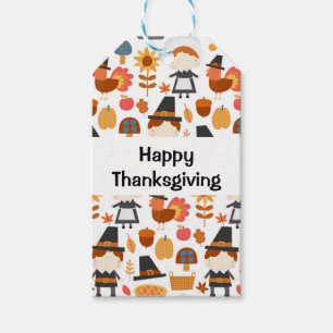 Étiquettes-cadeau Motif de récolte de pèlerins de bon thanksgiving