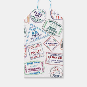 Étiquettes-cadeau Motif de tampon de passeport Imprimer