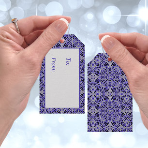 Étiquettes-cadeau Motif dentelle violet et argenté