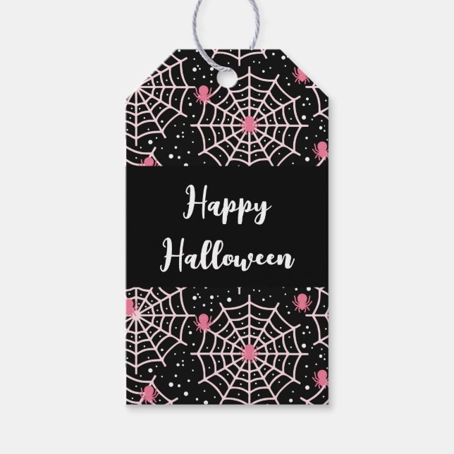 Étiquettes-cadeau Motif des toiles d'Halloween et araignées (Devant)