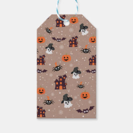 Étiquettes-cadeau Motif d'Halloween taupe pâle