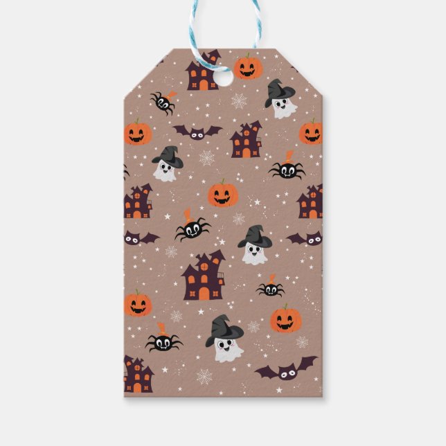 Étiquettes-cadeau Motif d'Halloween taupe pâle (Devant)