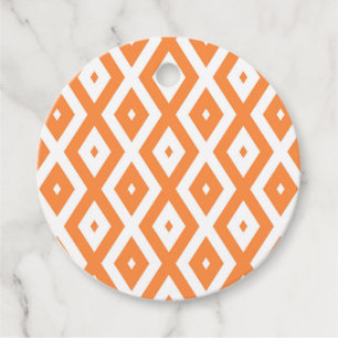 Étiquettes Cadeau Motif diamant orange et blanc