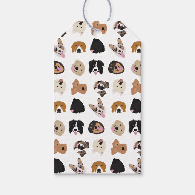 Étiquettes-cadeau Motif d'illustration du visage de chien mignon (Devant)