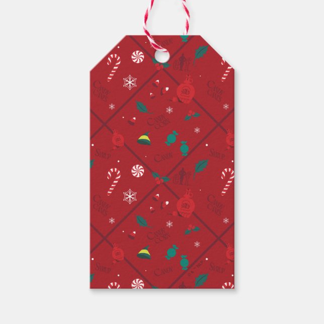 Étiquettes-cadeau Motif Elf Candy Checker (Devant)