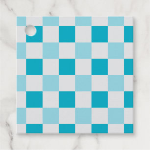 Étiquettes Cadeau Motif en damier blanc et bleu
