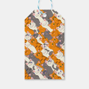 Étiquettes-cadeau Motif en diagonale du chat noir blanc gingembre