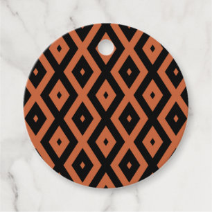 Étiquettes Cadeau Motif en diamant orange et noir