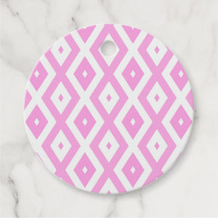 Étiquettes Cadeau Motif en diamant rose et blanc