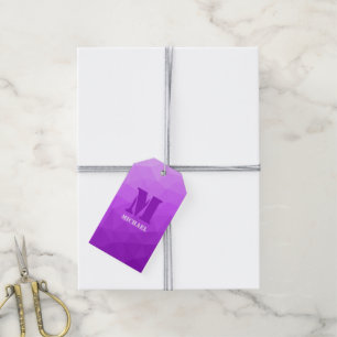 Étiquettes-cadeau Motif en maille géométrique ombré violet Monogramm