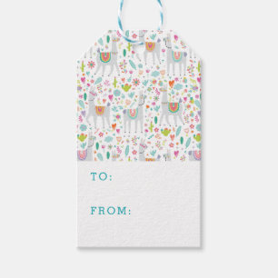 Étiquettes-cadeau Motif en pastel mignon de lama