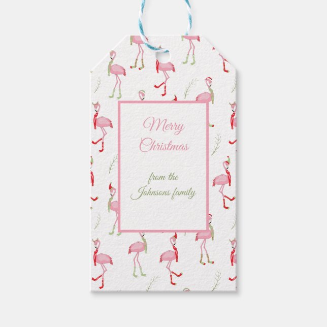 Étiquettes-cadeau Motif Flamingo rose pâle (Devant)