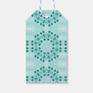 Étiquettes-cadeau Motif floral, bleu Turquoise
