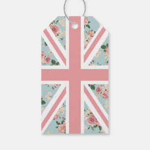Étiquettes-cadeau Motif floral d'Union Jack de roses anglais