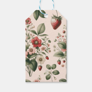 Étiquettes-cadeau Motif Fraise Sucrée Rose Partout