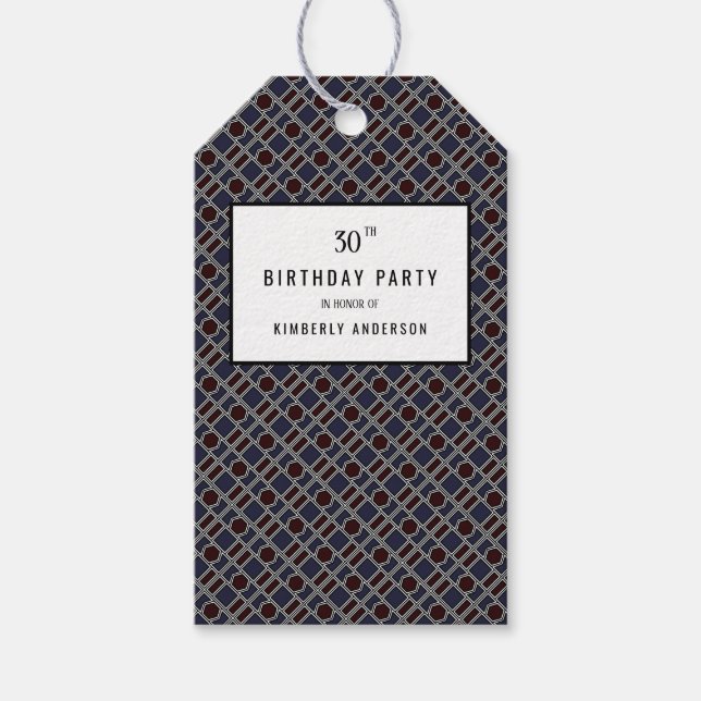 Étiquettes-cadeau Motif géométrique tendance, fête d'anniversaire mo (Devant)