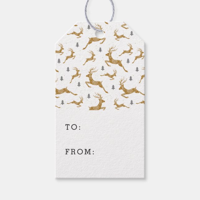 Étiquettes-cadeau Motif Gold Reindeer (Devant)