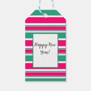 Étiquettes-cadeau Motif horizontal rayé rouge-vert