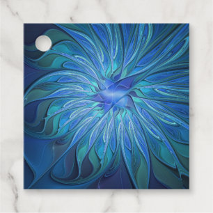 Étiquettes Cadeau Motif Imaginaire Fleur Bleu, Art Abstrait Personna