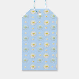 Étiquettes-cadeau Motif marguerrier sur arrière - plan bleu clair