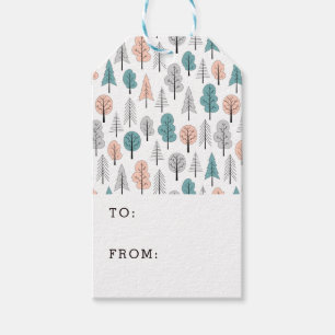 Étiquettes-cadeau Motif mignon de forêt de griffonnage
