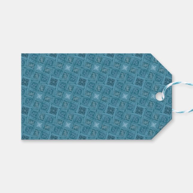 Étiquettes-cadeau Motif océanique géométrique sans couture (Devant (Horizontal))