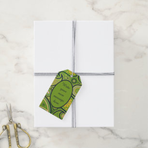 Étiquettes-cadeau Motif Paisley Vert Clair Message Personnalisé