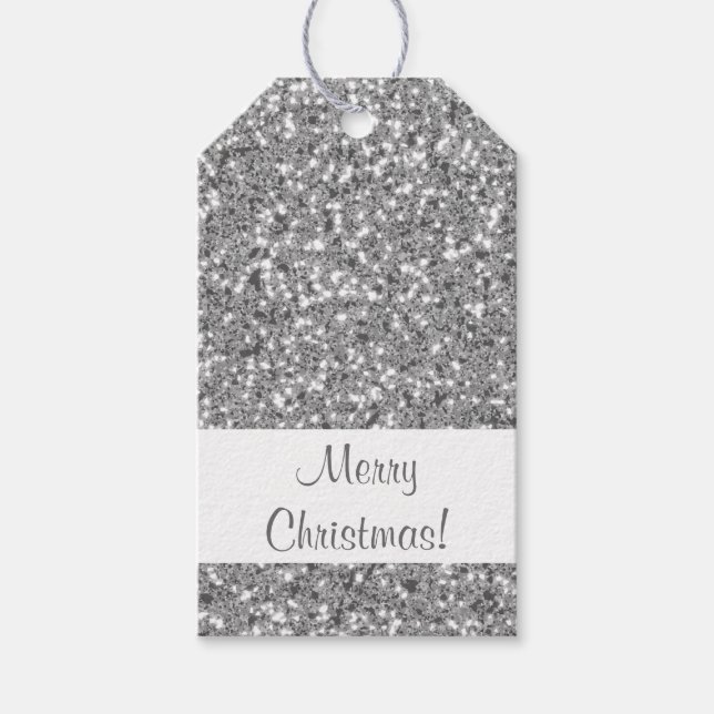 Étiquettes-cadeau Motif Parties scintillant argent (Devant)