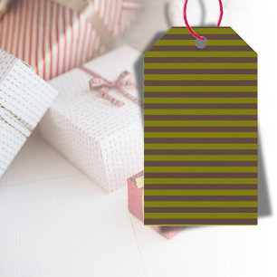 Étiquettes-cadeau Motif rayé en chocolat brun et vert olive