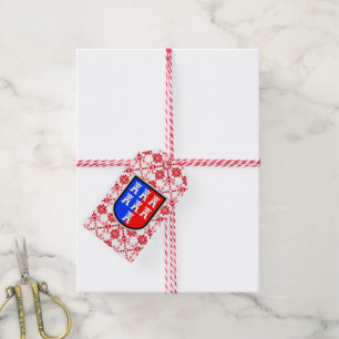 Étiquettes-cadeau Motif Saxonia rouge blanc