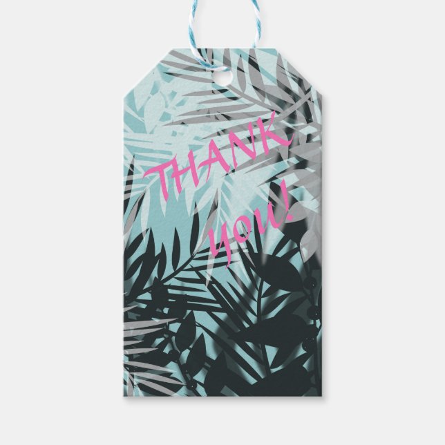 Étiquettes-cadeau Motif tropical bleu clair (Devant)