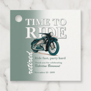 Étiquettes Cadeau Moto verte classique - Il est temps de rouler - Re