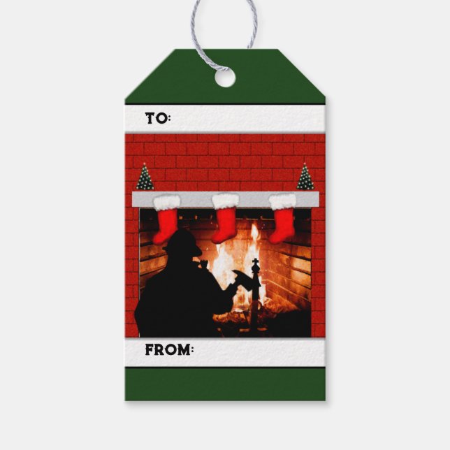 Étiquettes-cadeau Mots-clés cadeaux de Noël à Fireman (Devant)