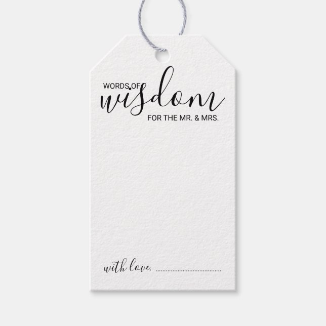 Étiquettes-cadeau Mots-clés Cadeaux Modern Script Mariage Conseils e (Devant)