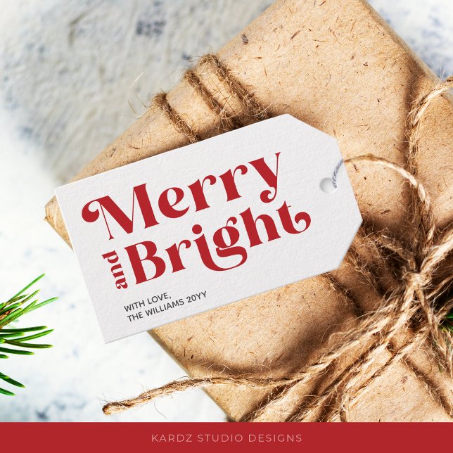 Étiquettes-cadeau Mots-Clés Cadeaux Modernes Joyeux Et Lumineux (Personalize these gift tags with your name and or year, and give your gifts a unique touch.)