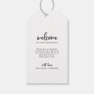 Étiquettes-cadeau Mots-clés de bienvenue du Mariage de script rustiq