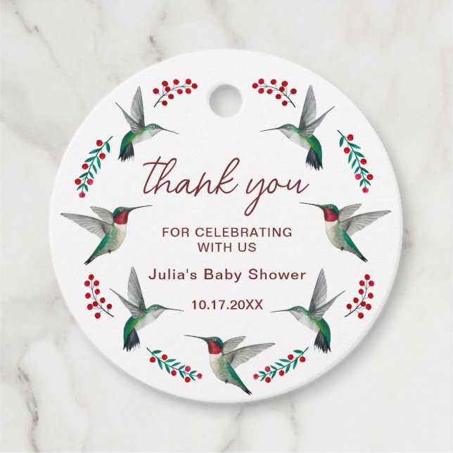 Étiquettes Cadeau Mots clés de préférence Baby shower de colibri (Devant)