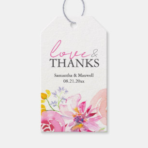 Étiquettes-cadeau Mots clés Favor Mariage Aquarelle Fleurs
