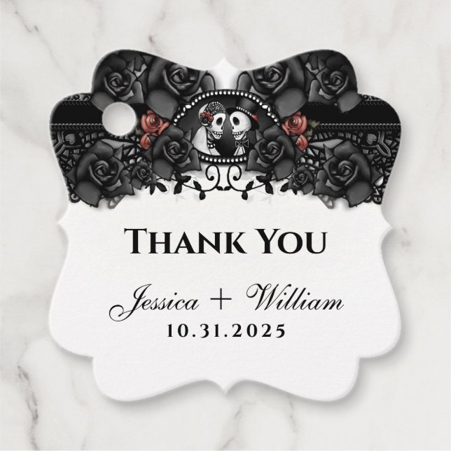 Étiquettes Cadeau Mots clés Favoriser le Merci Mariage Halloween (Devant)