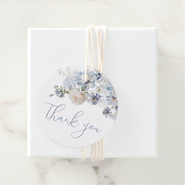 Étiquettes Cadeau Mots clés Fleur Bleu Faveur (En situation)